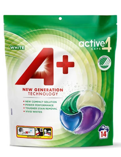 A+ Active4 White Liquid laundry tablets 14pcs 
